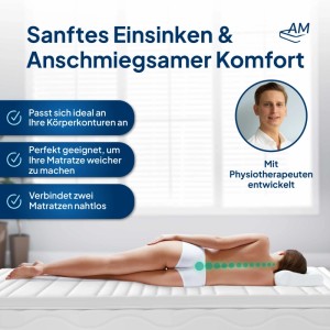 AM Qualitätsmatratzen Premium Visco Topper Made in Germany 150x190cm