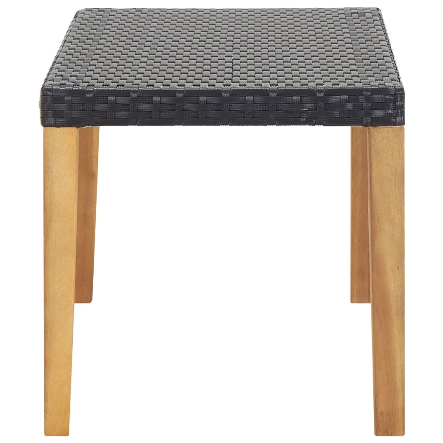 VidaXL Gartenbank, 120 cm, schwarz, Poly Rattan mit Akazienholzbeinen.