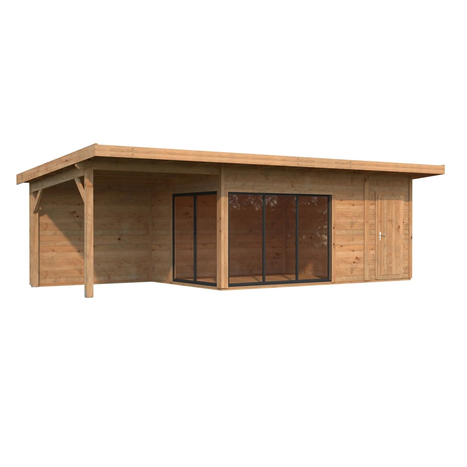 Palmako Holz-Gartenhaus Andrea Slide Pultdach Tauchgrundiert 833 cm x 300 cm