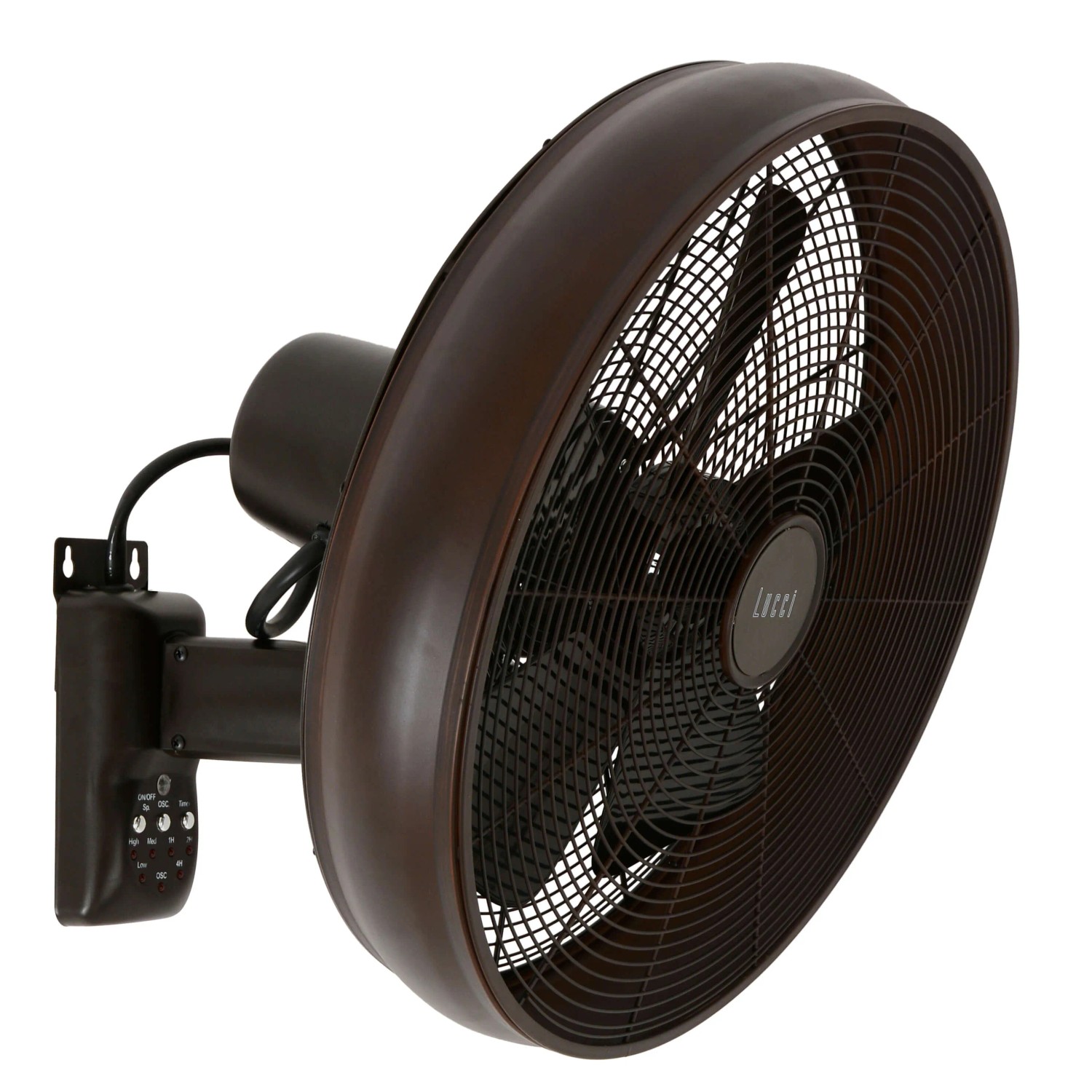 Lucci Air Retro Wandventilator Breeze Wall in Bronze mit Fernbedienung.