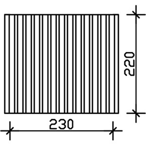 Technische Zeichnung: Skan Holz Seitenwand Deckelschalung 230x220 cm, Fichte Nussbaum, Zubehör für Carports.