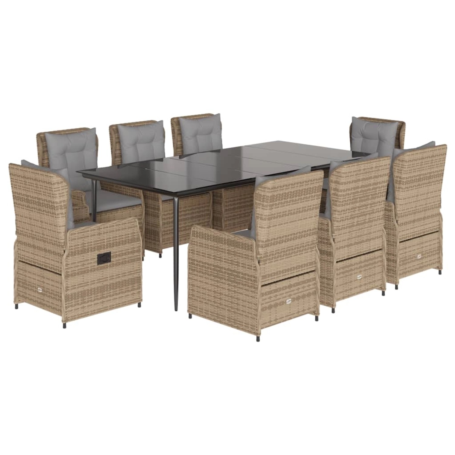 vidaXL 9-Tlg Garten-Essgruppe mit Kissen Beige Poly Rattan 3262874 günstig online kaufen