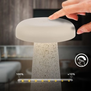 Brilo Akku Tischleuchte Cloud Travertin, dimmbar per Touch. Design-Tischlampe für Innen & Außen.