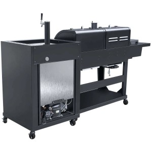 El Fuego Kombigrill 3 in 1 mit Bierkühler und Zapfanlage, Gasgrill und Holzkohlegrill in Schwarz.