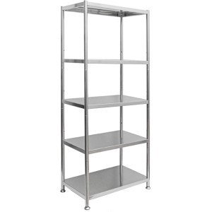 shelfr Schwerlast Edelstahl Regal mit 5 Ebenen, 61x36x145cm, belastbar bis 60kg.