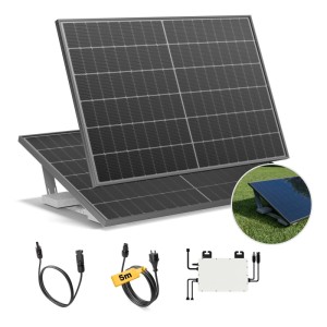 Solakon Balkonkraftwerk 900W Solaranlage mit Gartenhalterung Steckerfertig Komplettset Photovoltaik 800W Kabellänge 5m
