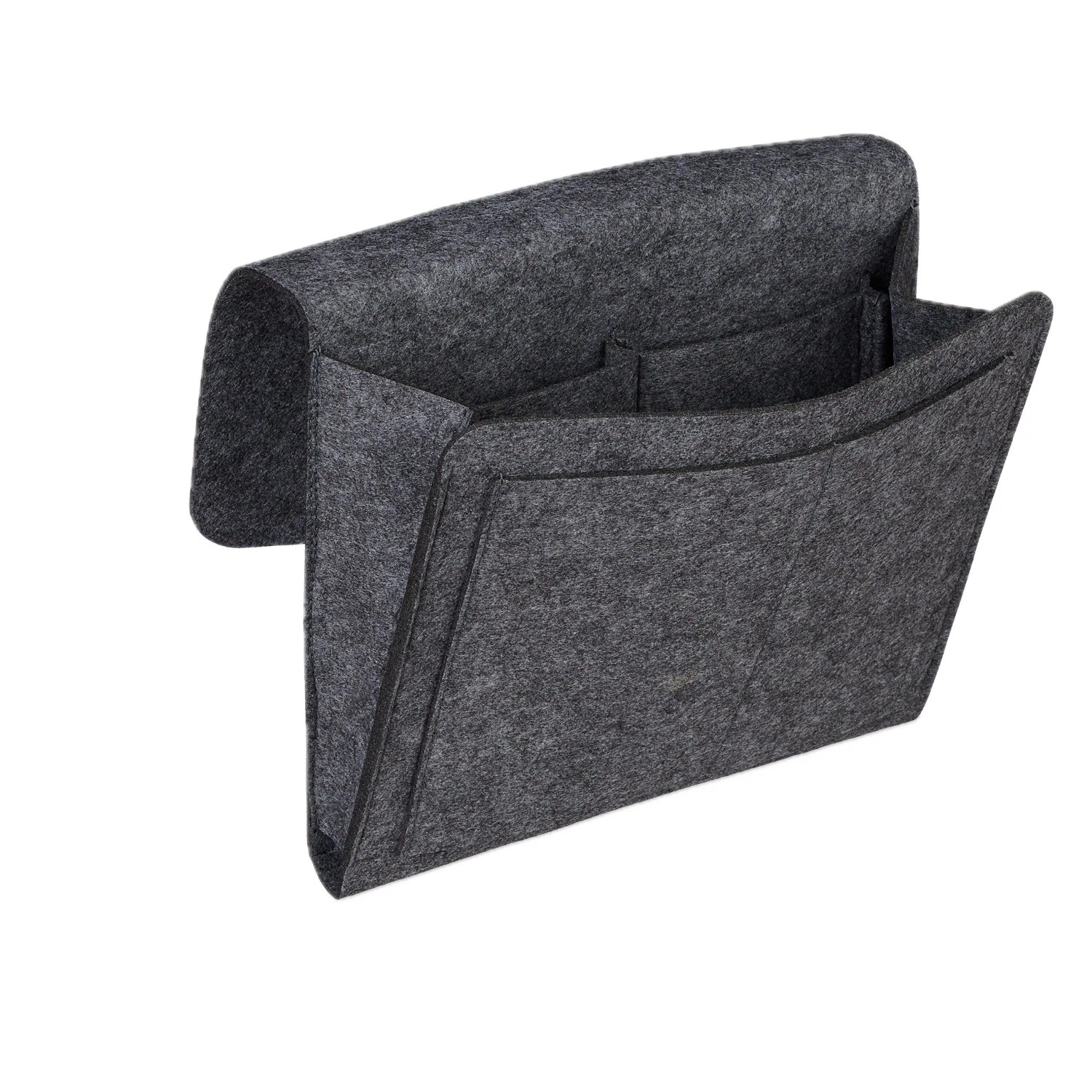 Relaxdays Betttasche Filz Dunkelgrau 5 Fächer 26 cm x 28 cm x 5 cm 180 g