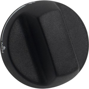 Schwarzer Kontrollknopf für Gas-Steakgrill Brad XS, ein Ersatzteil für Grillutensilien.