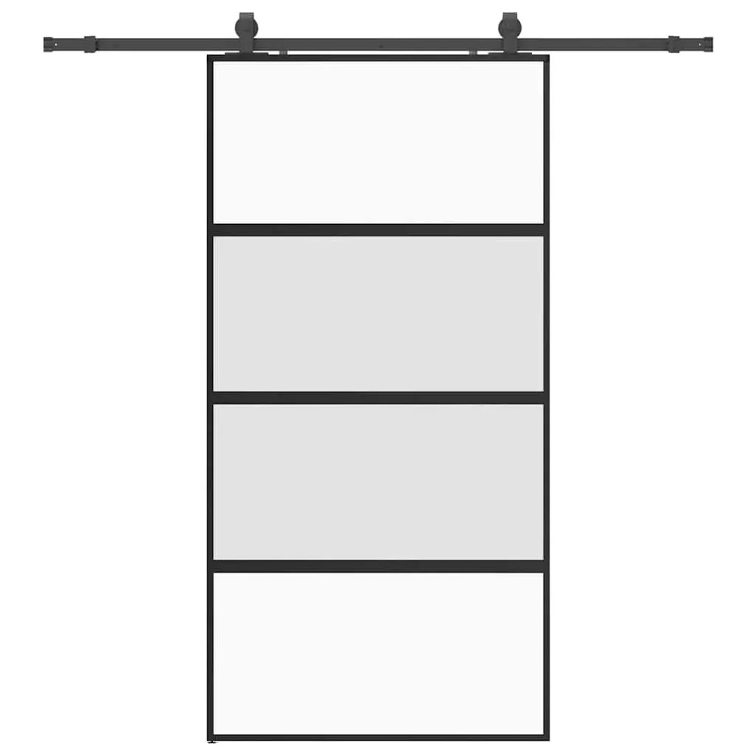 vidaXL Schiebetür mit Beschlag Schwarz 102,5x205 cm Hartglas 3375891