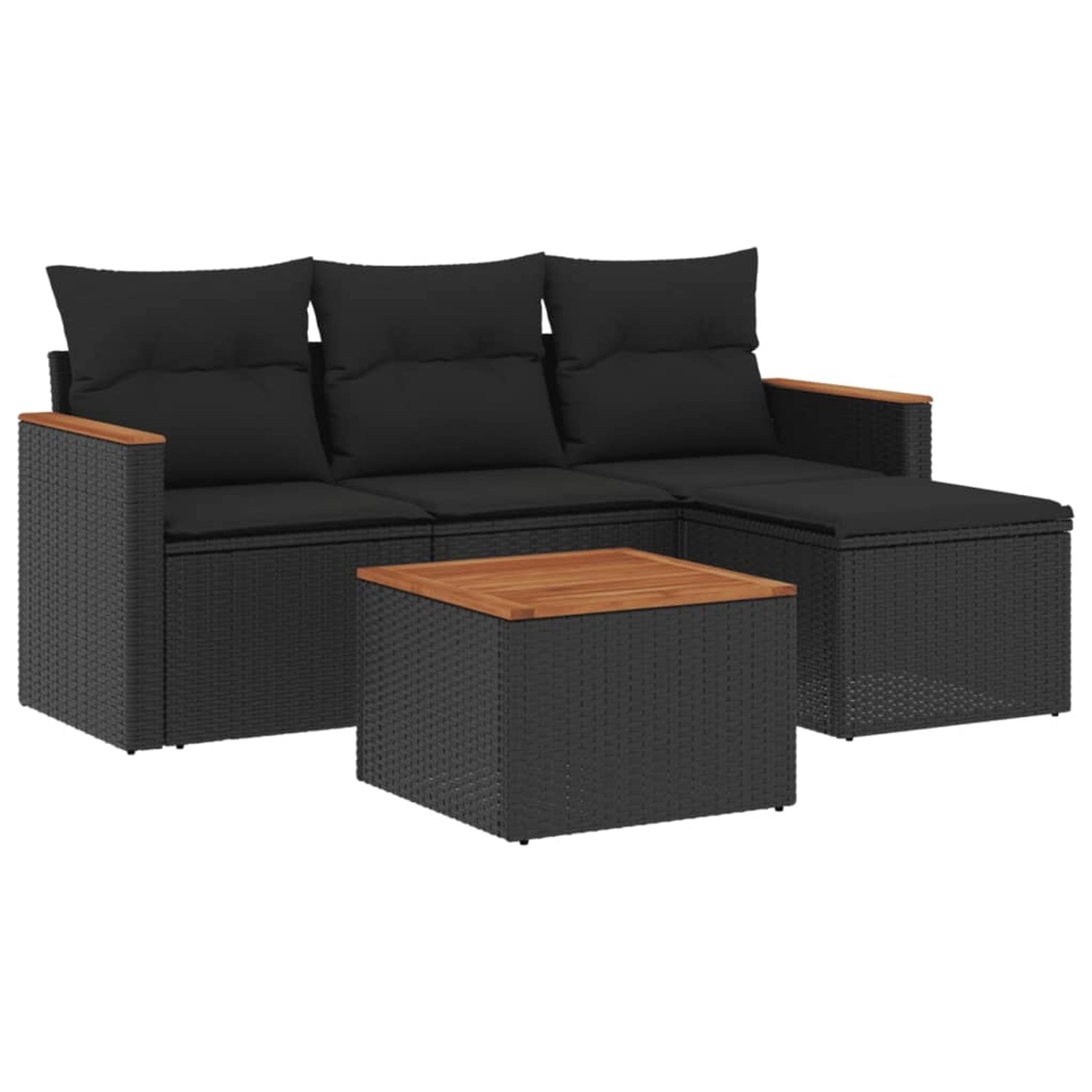 vidaXL 5-tlg Garten-Sofagarnitur mit Kissen Schwarz Poly Rattan Modell 131 günstig online kaufen