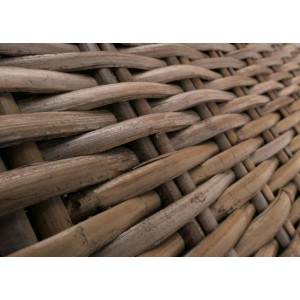 Detailaufnahme: Grau-braunes Rattan-Geflecht der MCW Aufbewahrungstruhe Genua.