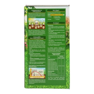 Compo Rasen Langzeit-Dünger Perfect 1,5kg, Verpackung mit Produktinformationen.