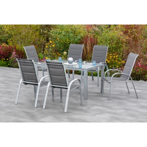 Merxx Gartenmöbel-Set Amalfi di Lusso, 7-teilig, anthrazit: Tisch mit 6 Stapelsesseln.