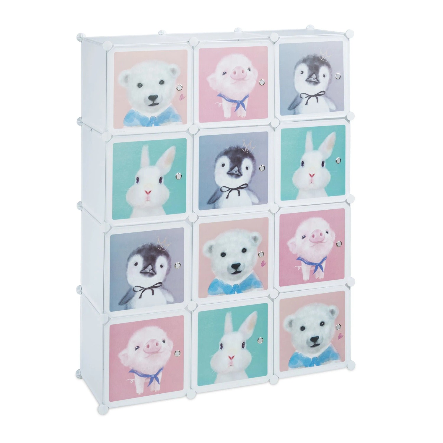 Relaxdays Kinderregal Kunststoff und Eisen Weiß mit 8 Fächern und Kleiderstangen 145 cm x 109 cm x 37 cm 9,2 kg