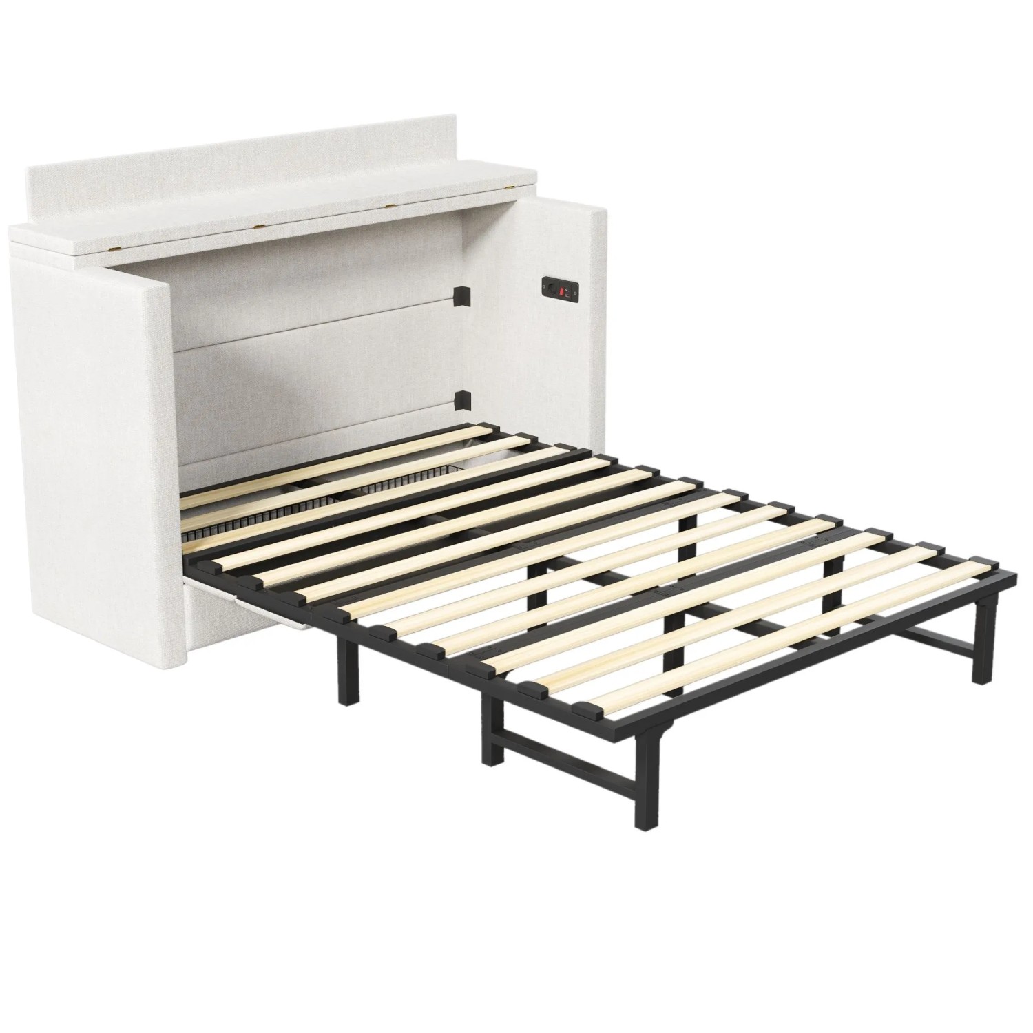okwish Schrankbett 140x200cm mit USB Type C und Schublade Beige ohne Matratze
