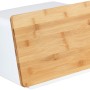 Wenko Brotkasten Weiß mit Bambusbrett als Deckel und Schneidebrett.