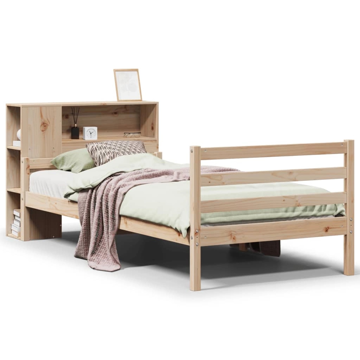 vidaXL Massivholzbett mit Regal ohne Matratze 90x200 cm Kiefer 3322217 günstig online kaufen