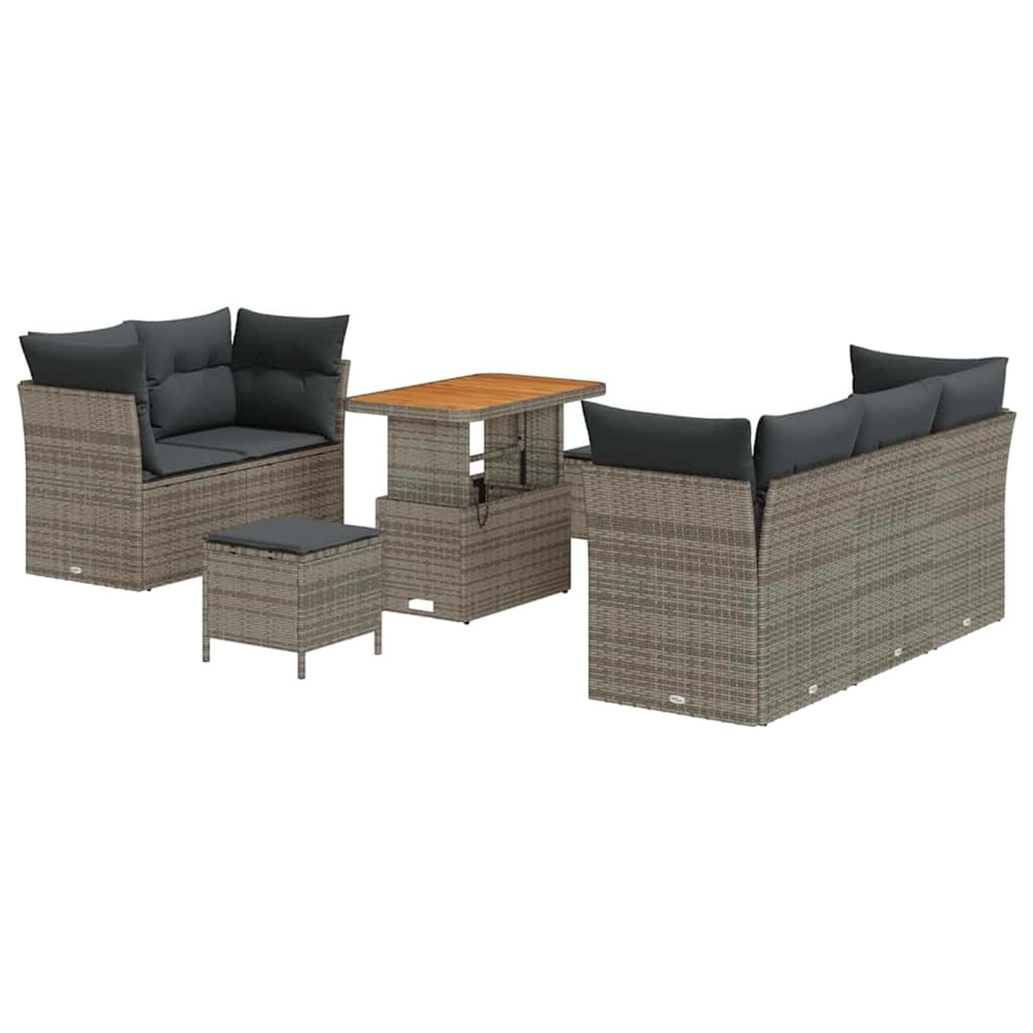 vidaXL Garten-Sofa-Set Höhenverstellbar 8-Tlg Grau Poly Rattan 3361433 günstig online kaufen