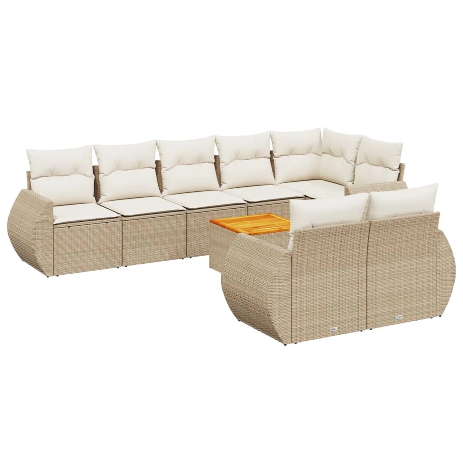 vidaXL 9-Tlg Garten-Sofagarnitur mit Kissen Beige Poly Rattan 3257423 günstig online kaufen