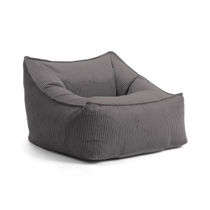 Grauer mokebo Sitzsack 'Der Lümmel' aus Cord, ideal als Sessel oder Lesestuhl.