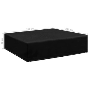 Schwarze vidaXL Gartenmöbel-Abdeckung aus PE, 200x200x70 cm, mit 8 Ösen. Schützt Möbel vor Witterung.