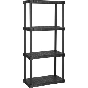 OBI Kunststoff-Steckregal XS Schwarz mit 4 Böden. Robustes Regal für vielseitige Aufbewahrung in Haushalt & Feuchträumen.