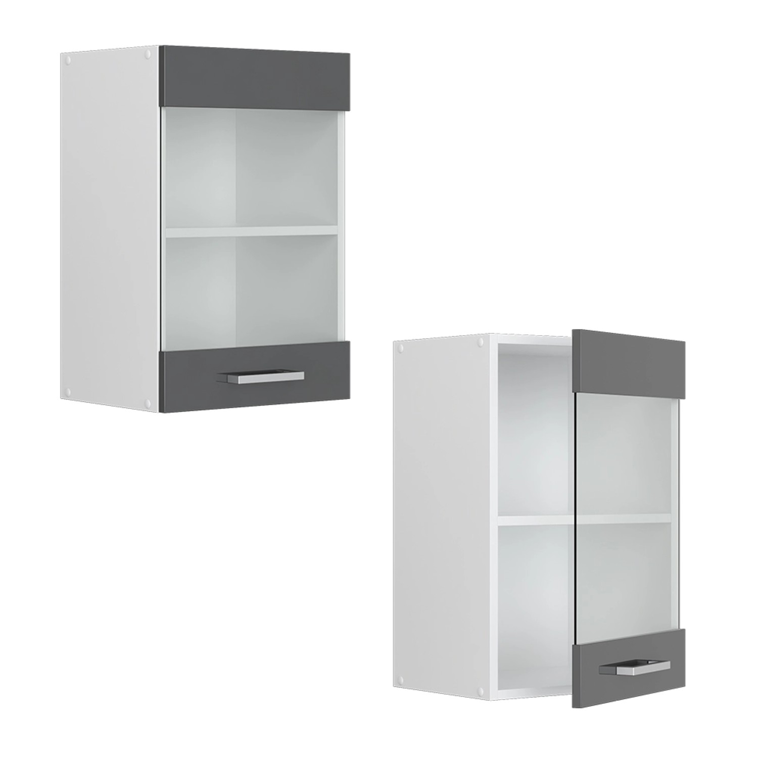 Vicco Küchenglasschrank R-Line, Hängeschrank, anthrazit/weiß, 40 cm. Küchenschrank mit Glastür.