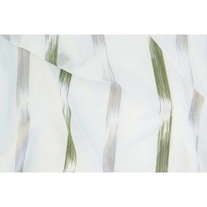 Transparenter, weißer Fenstervorhang Steen Grün mit grünen und grauen Streifen.