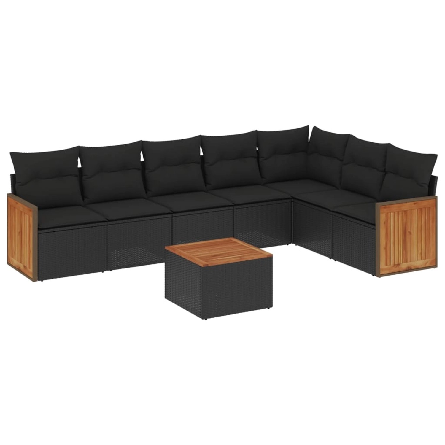 vidaXL 8-Tlg Garten-Sofagarnitur mit Kissen Schwarz Poly Rattan 3260116 günstig online kaufen