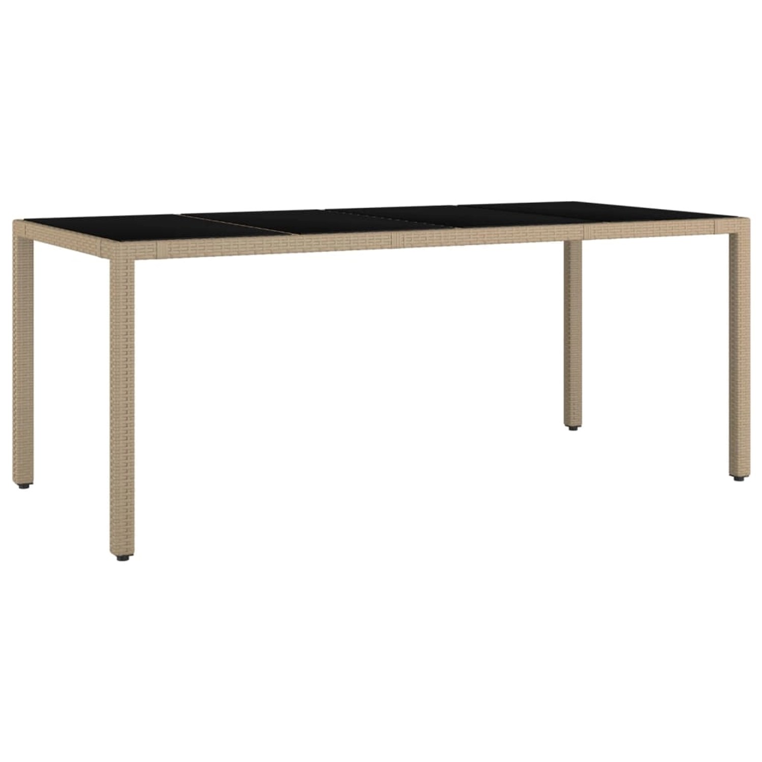 vidaXL Gartentisch mit Glasplatte Beige Poly Rattan & Hartglas 319556