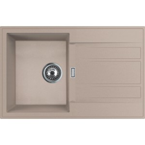 Miló Einbauspüle Piatto 78 in Sandbeige: Granitspüle mit Abtropffläche für moderne Küchen.