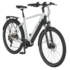 Prophete Trekking E-Bike Entdecker 5.0, 28 Zoll, Grau-Schwarz matt. Herren E-Bike mit Mittelmotor und Gepäckträger.