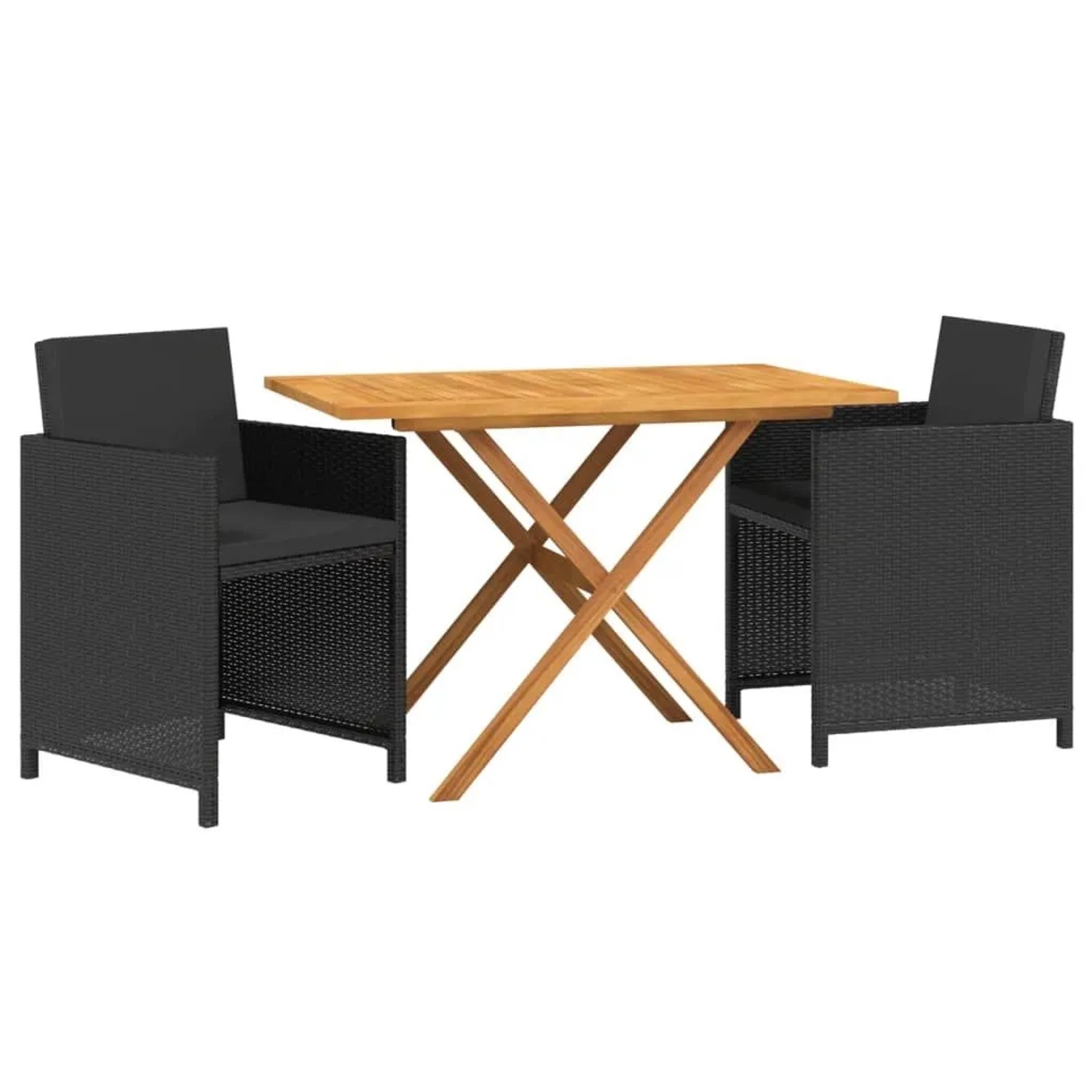 vidaXL 3-Tlg Garten-Essgruppe mit Kissen Schwarz 3094302