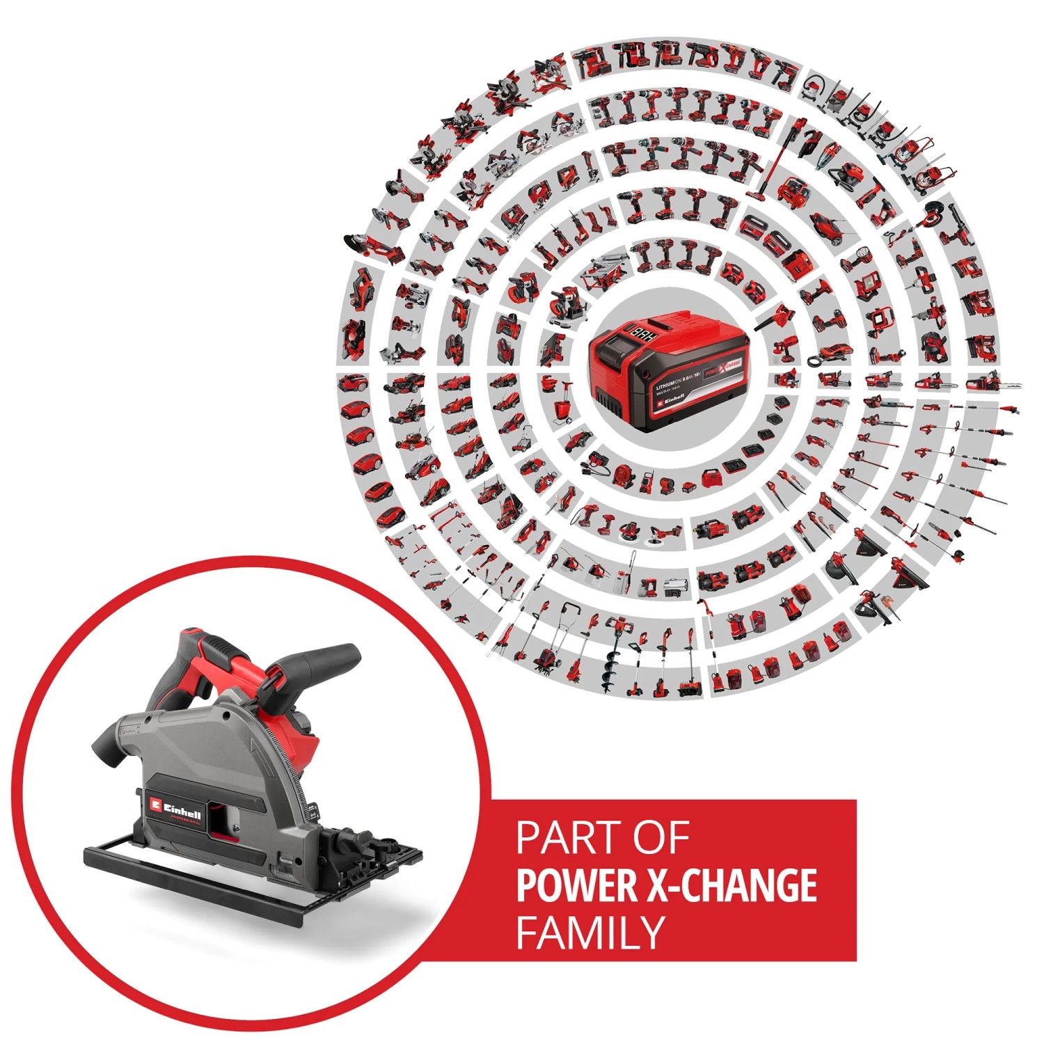 Einhell Akku-Tauchsäge TP-PS 18/165 Li BL Solo, Handkreissäge, Teil der Power X-Change Familie.