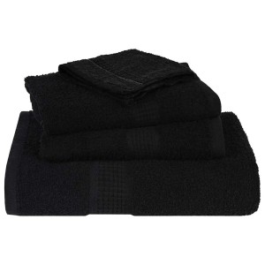 vidaXL 12-tlg. Handtuch-Set, schwarz, aus 100% Baumwolle, gestapelt.