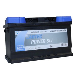 Cartec Starterbatterie Power SLI 72 AH/680 A für PKW und SUV. Zuverlässige Autobatterie mit langer Lebensdauer.