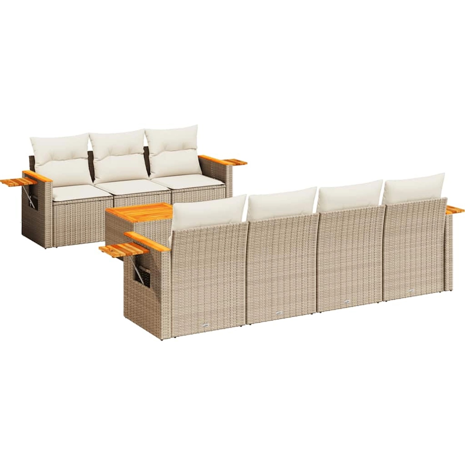 vidaXL 8-Tlg Garten-Sofagarnitur mit Kissen Beige Poly Rattan 3226646 günstig online kaufen