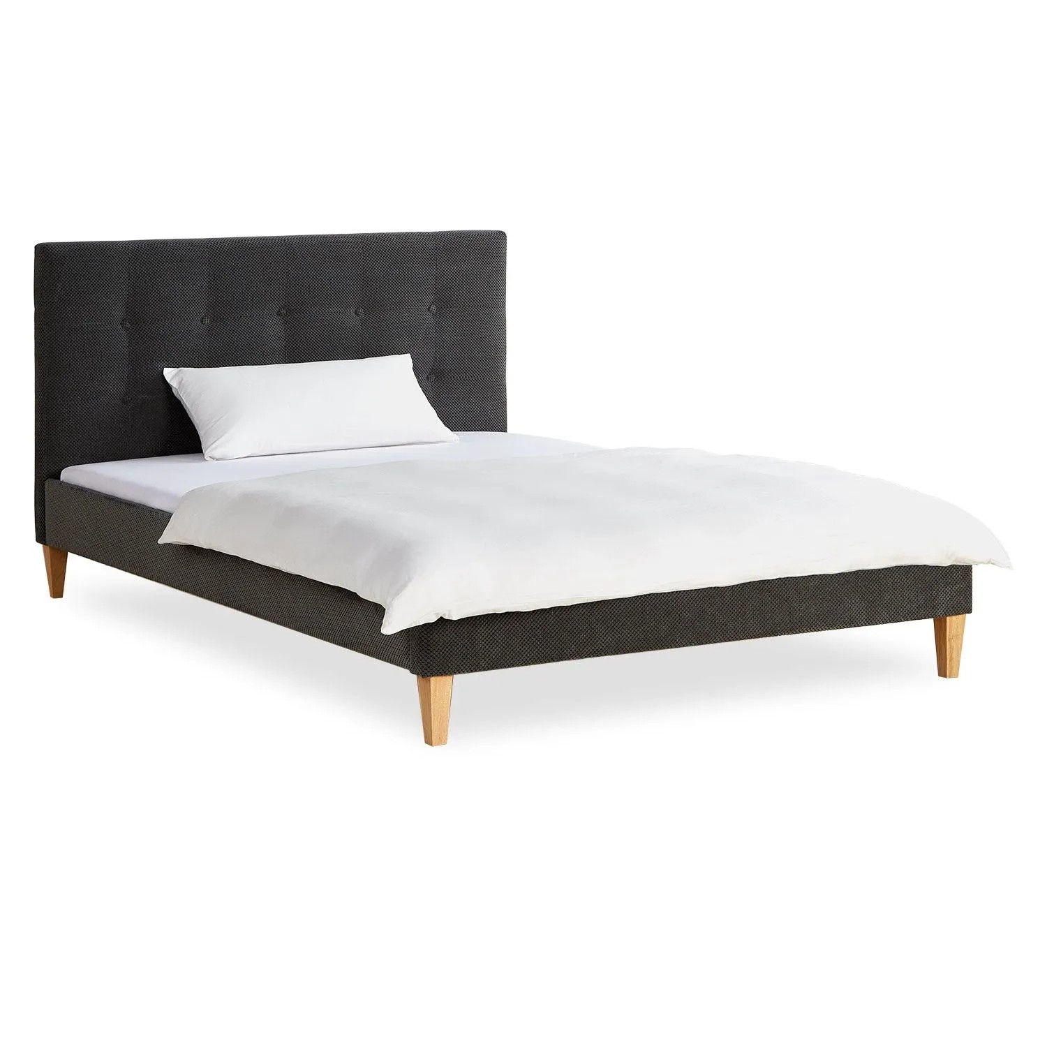 Homestyle4u Polsterbett 140x200 cm mit Lattenrost Doppelbett Samt Anthrazit 2621