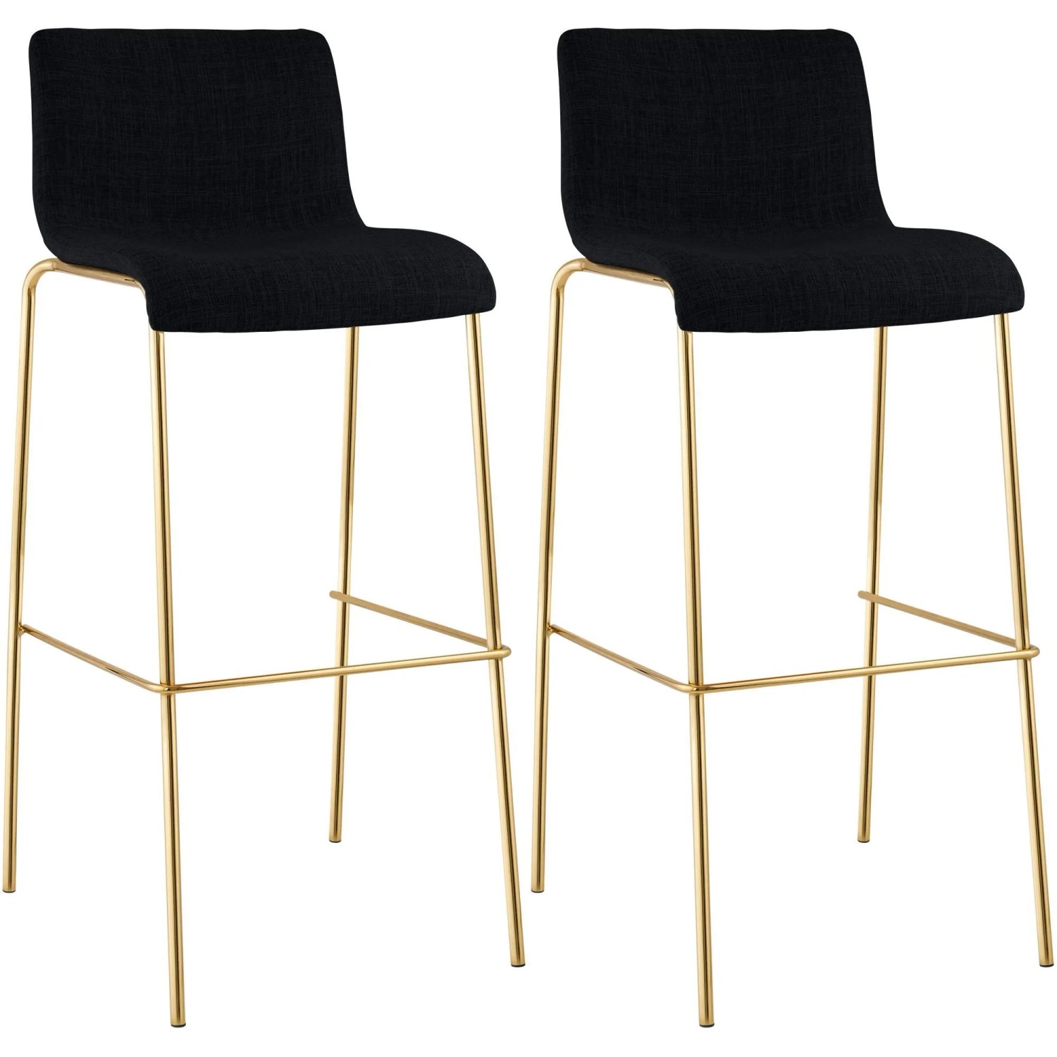 CLP 2er Set Barhocker Hover Stoff Vierfußgestell Gold Schwarz