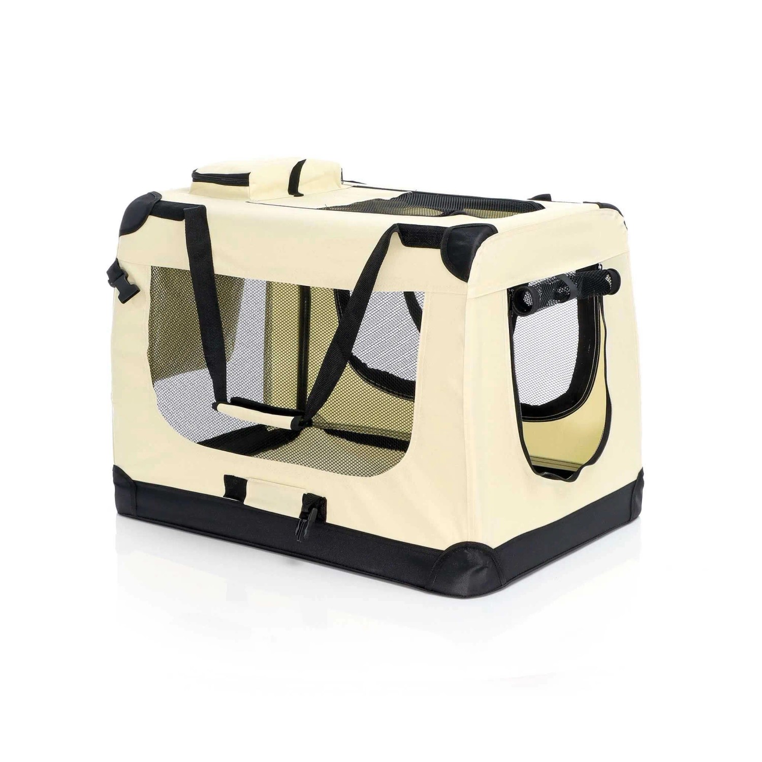 Fudajo Transportbox L Faltbar Beige 70X52X50Cm Hundebox Reisebox Katzenbox