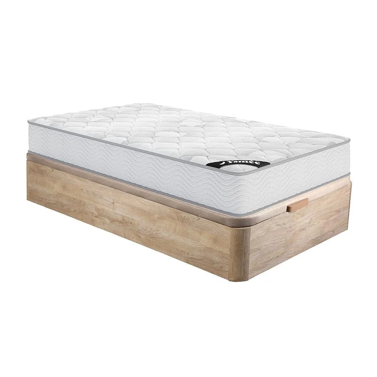 Vente-unique Matratze Und Bettgestell Mit Lattenrost Und Bettkasten Songe Naturfarben Hell 190 cm