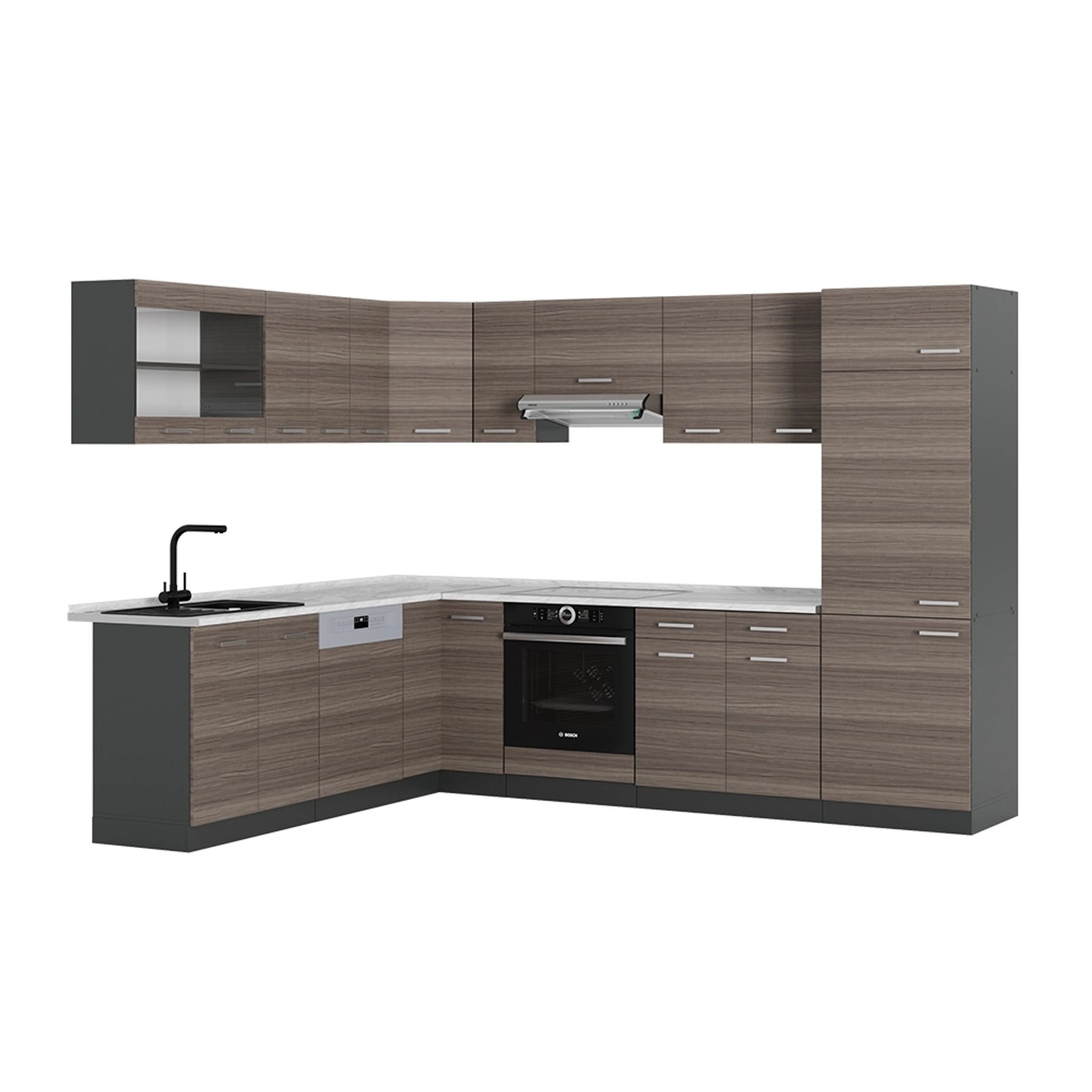 Vicco R-Line Eckküche Edelgrau/Anthrazit 227 x 287 cm AP Marmor günstig online kaufen