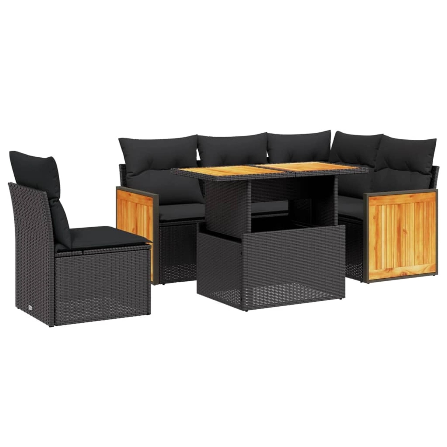 vidaXL 6-Tlg Garten-Sofagarnitur mit Kissen Schwarz Poly Rattan 3273960 günstig online kaufen