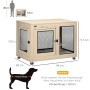 PawHut Hundekäfig Eiche mit 2 schwarzen Gittertüren, 94x60x71,5 cm. Dekorativer Hundezwinger für Zuhause.