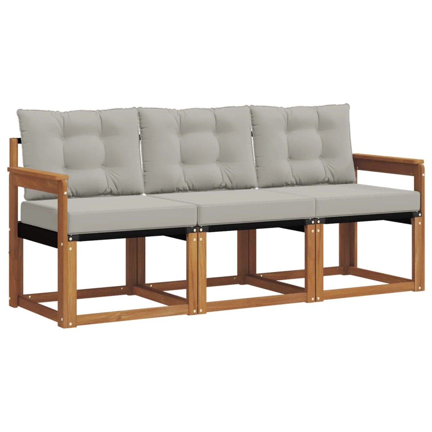 vidaXL Outdoor-Sofagarnitur mit Kissen 3-Tlg Natur und Hellgrau 3368346