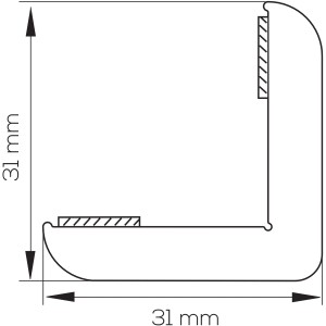 Weiße, selbstklebende Winkelleiste, 31x31 mm, 2,5 m Länge für Fenster-Zubehör.