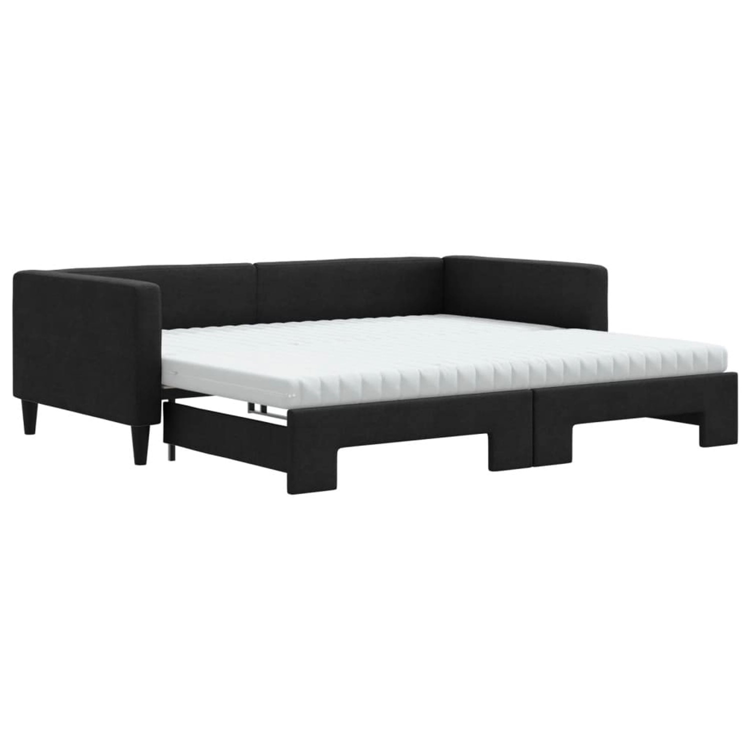 vidaXL Tagesbett Ausziehbar mit Matratzen Schwarz 100x200 cm Stoff1847389