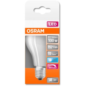 Osram LED-Lampe E27 in Glühlampenform, 11W, 1521lm, dimmbar, neutralweiß.