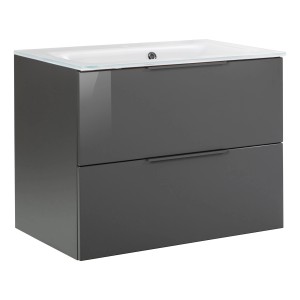 Fackelmann Luna Waschbeckenunterschrank, Anthrazit, 80 cm breit, mit zwei Schubladen.