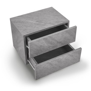 Juskys Wandschrank Nachttisch in Betonoptik mit 2 offenen Schubladen.